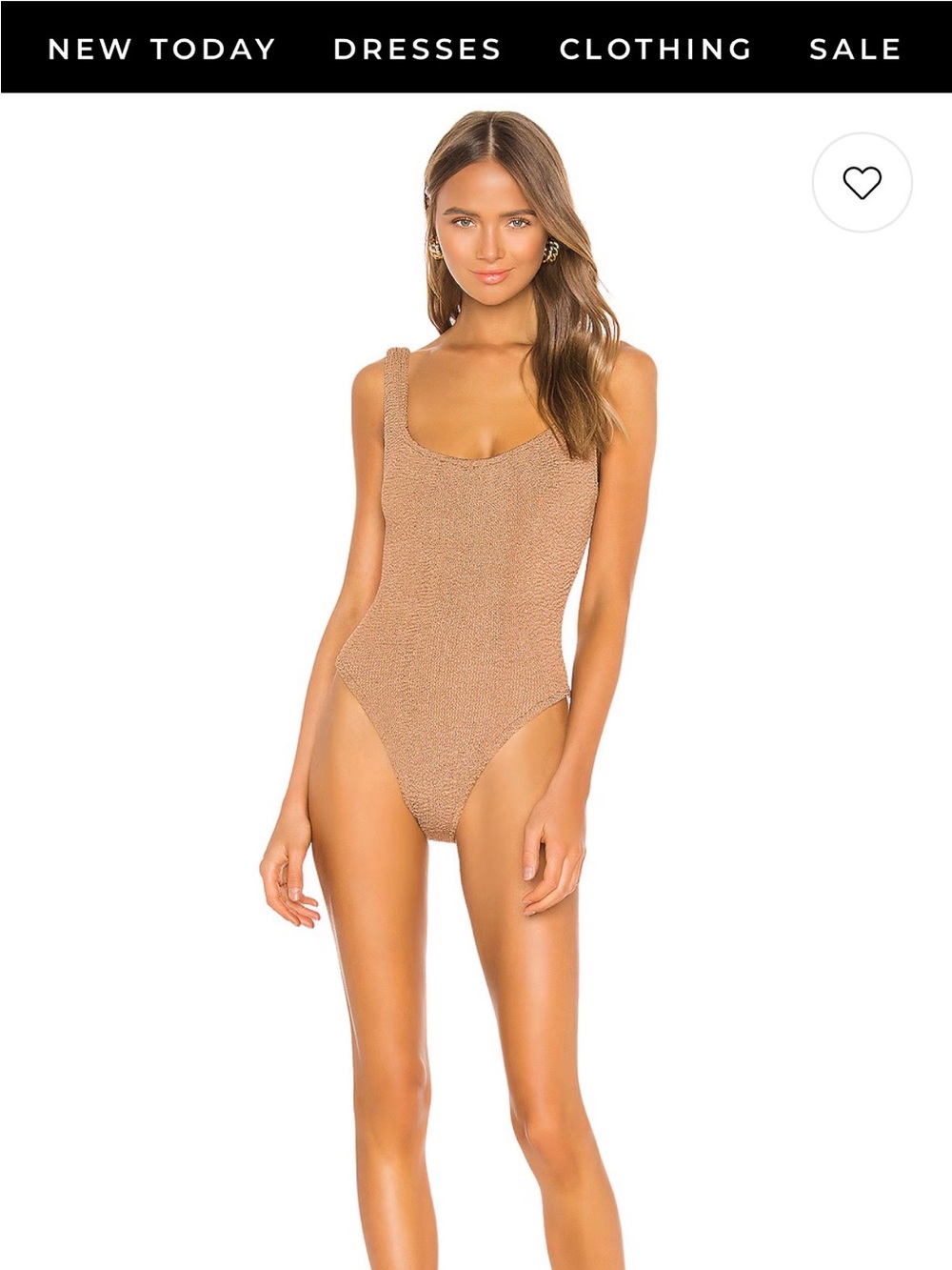 Hunza G - Classic Square Neck One Piece in Metallic Cocoa